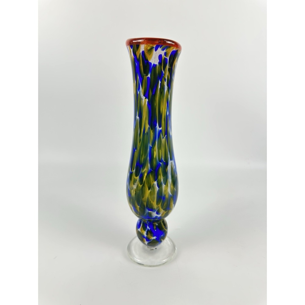 Gary L Carter 2007 Primitive Influenced Hand Blown Art Glass Vase Signed